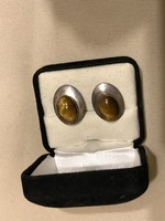 Silver earrings with tiger's eye