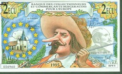 Franciaország 1995. 14 Francs / 2 ECU Bergerac-i városi pénz próbanyomata T/C:UNC