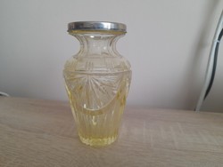 800 silver-rimmed lemon yellow crystal vase honorarium 1941.