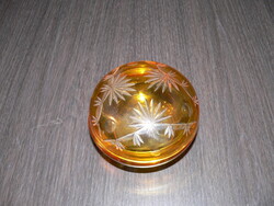 Glass bonbonier, jewelry holder, with polished decoration for cheap sale