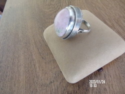 Rózsaszín anden opál köves iparművész ezüst gyűrű