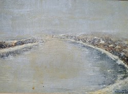 Zebegény - landscape with the Danube - oil painting