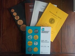 Five (3 Hungarian + 2 foreign) numismatic auction catalogs 1994 - 2001