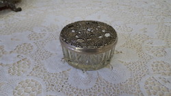 Old, crystal glass potpourri holder, with a silver-plated, pierced metal lid