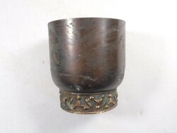 Retro régi iparművész iparművészeti vörösréz réz domború mintás kis pohár vagy cigaretta tartó