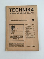 Technika - the magazine of the Hungarian engineer 1944/9, 25th volume