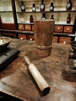Wooden mortar, from the beginning of the 20th century, an apothecary or confectioner's tool, possibly from a drugstore