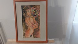 (K) g. Soldier tibor nude painting, picture 32x43 cm with frame
