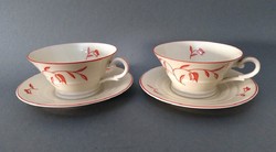 Otto prutscher 'metropolis' art deco / bauhaus teacup pair with coaster, 1935 rare