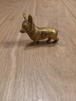Aranyos régi réz kutya szobor  (5,5x6,2x2 cm)