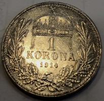 1914 silver József Ferenc 1 crown - 455.