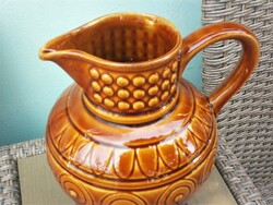 Honey brown mid-century jug, vintage GDR veb torgau jug vase