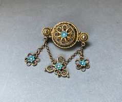 David andersen Norwegian gold-plated, silver filigree brooch