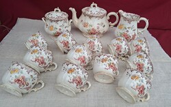 Extra rare 12 person sarreguemines fleury tea set faience teapot cup tea cup