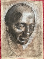 István Molnár portrait-chalk drawing.