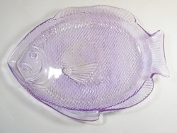 Retro crystal-effect purple plastic tray fish fish pattern