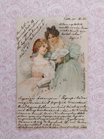 Régi képeslap 1901 levelezőlap hölgyek