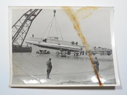 Régi fénykép Duna hajó daru Hajógyár teherautó kb. 1960-as évekből