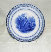 Antique openwork cobalt blue bird porcelain plate