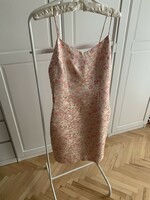 Designer bemutatói darab arany rózsaszín selyembrokát brokát ruha