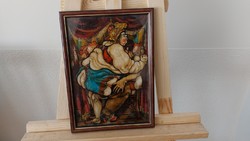 (K) 18+ shield erotic painting with 32x23 cm frame