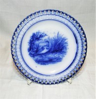 Antique openwork cobalt blue bird porcelain plate