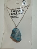 Apatite mineral stone pendant with chain.