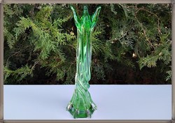 Green colored, huge size twisted Murano Murano glass vase