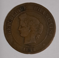 1884. Franciaország 5 Centimes pénz érme (237)