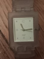 Retró halvány lila szilikon Swatch női karóra