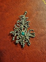 925 silver Israeli pendant/brooch with malachite