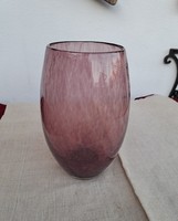 Retro ritkább váza repesztett Gyönyörű  Fátyolüveg fátyol karcagi berekfürdői üveg