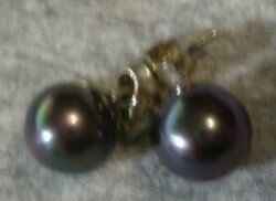 925 Silver earrings with cultured black pearls