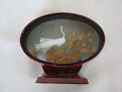Oriental handicraft miniature image of cork ornament with white crane bird
