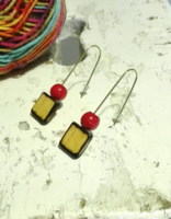 Minimal pink handcrafted wooden earrings