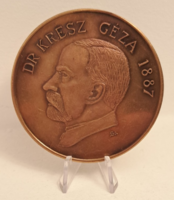 1987. "Dr. Kresz Géza 1887 / 100 éves a Mentésügy" 60  mm-es bronz emlékérme, plakett