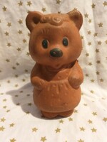 Retro whistle rubber toy teddy bear figure 14 cm old