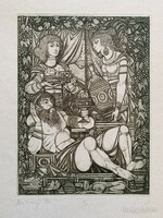 Kass János (1927-2010) Biblia - Képek az Ótestamentumból (1985) című rézkarca /38x29 cm/
