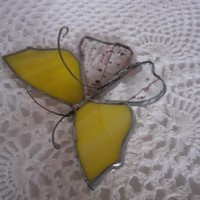 Tiffany sárga pillangó ablakdísz