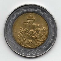 San Marino 500 Lira, 1988, bimetál
