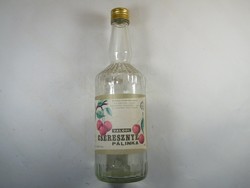 Glass bottle with retro paper label - cherry brandy - wax manufacturer 1980s