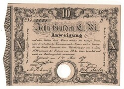 1849 10 gulden Temesvár UNC.