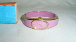 Retro Lucerno Swiss Made női karperec óra, karóra - rózsaszín