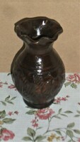 Small Korund glazed ceramic vase. 10 cm high.