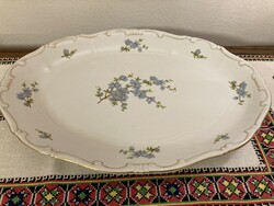 Zsolnay oval serving bowl with blue peach flower pattern