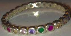 Round colored gemstone chakra silver ring topaz, citrine, peridot, amethyst, ruby button socket