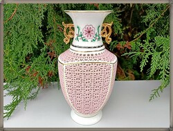 Handmade and painted, openwork pattern, quality Chinese porcelain vase