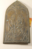 Szignált bronz domborkép relief 749