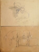 Illés Edvi, two pencil drawings, signed, original.
