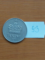 Norway 1 kroner 1975 ab, olive v 93